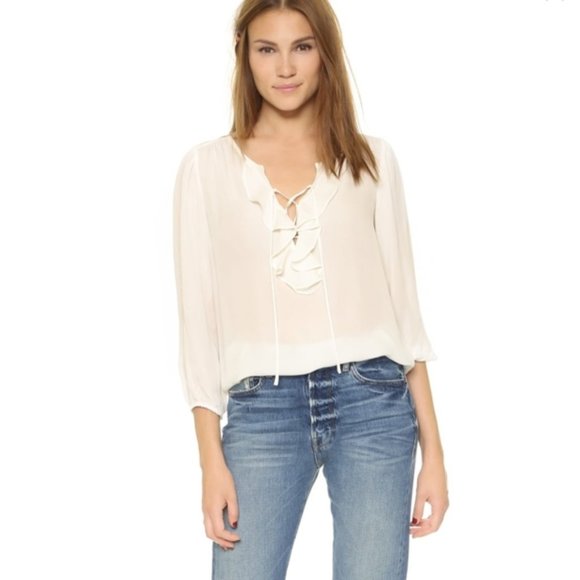 Joie Hynes Silk Ruffle Blouse XS - Picture 5 of 8